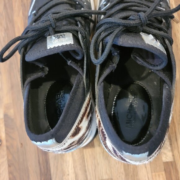 Michael Kors Liv Trainer Wedge Sneakers Black Gunmetal - Picture 14 of 16